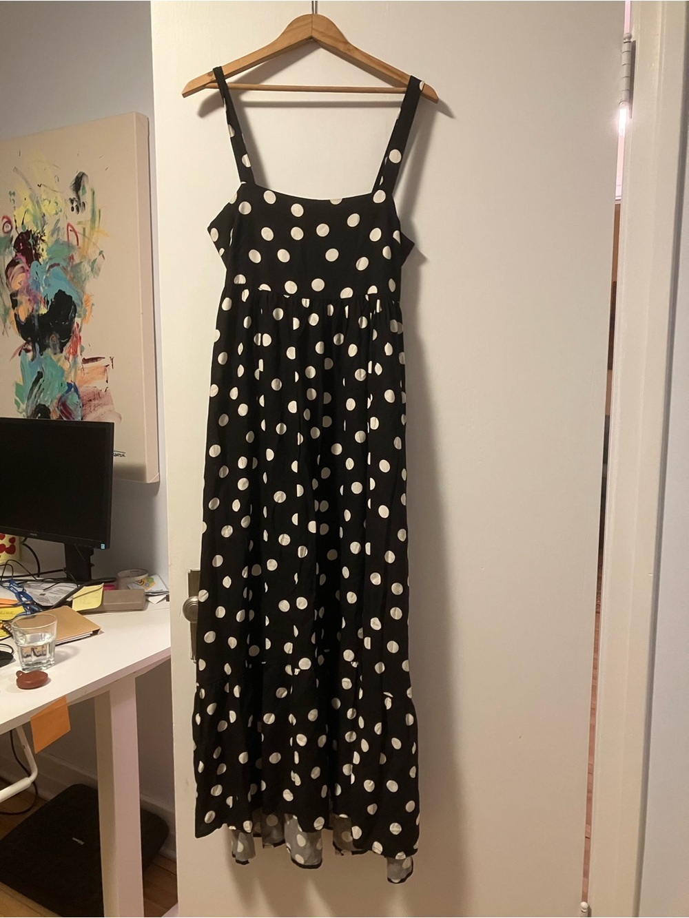 Black & White Polka Dot Maxi Dress — Adjustable Straps Design in Australia